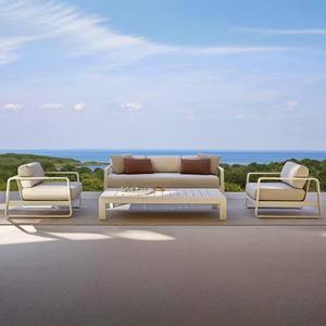 Conjunto de sofá y mesa de centro para exteriores, con estructura de aleación de aluminio, resistente a la intemperie, para jardín, balcón, patio, villa. - Product Image 2