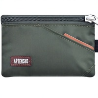 Portefeuille de voyage APTENSKO anti-RFID couleur unie avec cordon réglable, petite pochette zippée en nylon pour badges, cartes d'identité, cartes de crédit et espèces