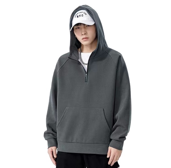Urban Road Men's Zip Hoodie - Plain Hooded Sweatshirt With Front Pockets