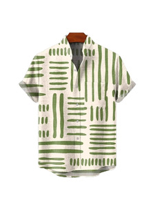 Camisa de Seis Botones con Estampado Tribal Digital para Hombre, Estilo Europeo y Americano, Verano HOHI - Product Image 5