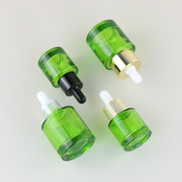Flacon compte-gouttes en verre dépoli transparent vert de luxe personnalisé de 15 ml, 1 oz, 30 ml, 50 ml pour emballage cosmétique