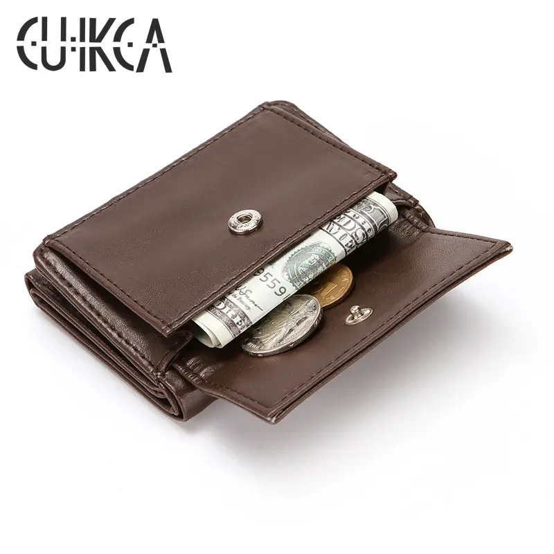 HF017 CUIKCA Slim Mini portafoglio uomo portafoglio in pelle PU Hasp monete portafoglio borsa uomo Billfold Business Credit ID & portacarte