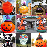 Décoration de bar d'Halloween : Citrouille gonflable, accessoires lumineux suspendus, fantômes lumineux, personnalisation de dessins animés grand format pour l'extérieur