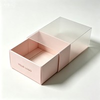 Boîtes en papier roses personnalisées à 6 compartiments pour emporter, boîtes d'emballage pour pâtisserie, chocolat, boulangerie, avec un dessus transparent