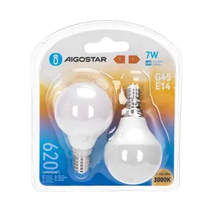 Lampadina LED G45 E14 7W, 2 pezzi, luce calda, risparmio energetico, ideale per l'illuminazione in case e uffici. - Product Image 2