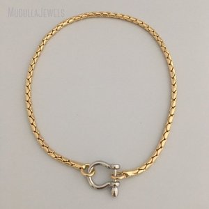 NM35227 Gioielli Equestri Catena a Serpente Moschettone a Vite Ferro di Cavallo <span class=keywords><strong>Collana</strong></span> Choker Placcata Oro Regalo <span class=keywords><strong>per</strong></span> <span class=keywords><strong>Lei</strong></span> - Product Image 3