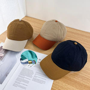Casquette <span class=keywords><strong>de</strong></span> baseball bicolore en coton lavé à basse quantité minimale <span class=keywords><strong>de</strong></span> commande d'expédition rapide, chapeau <span class=keywords><strong>de</strong></span> <span class=keywords><strong>papa</strong></span> uni doux et non structuré pour hommes et femmes - Product Image 4