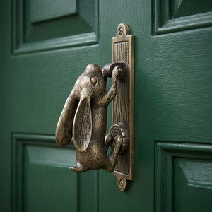 Poignée de porte et frappeur de porte en laiton antique motif lièvre pour portes et fenêtres - Product Image 3