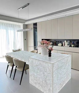 Parete Decorativa di Alta Gamma in Cristallo Naturale Semi-Prezioso e Agata con Retroilluminazione e Piani di Lavoro Traslucidi per Bagno - Product Image 5