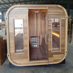 Fabricant professionnel de sauna extérieur moderne en cèdre rouge, sauna traditionnel avec poêle, sauna cube avec baignoire de glace pour 3-4 personnes - Product Image 3