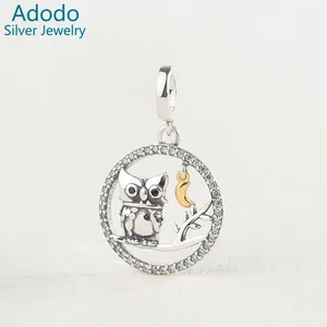 Güzel zirkon taş 925 ayar gümüş kolye hayvan figürlü mücevherat baykuş kolye