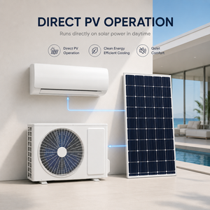 เครื่องปรับอากาศพลังงานแสงอาทิตย์อุตสาหกรรม 24000BTU ไม่ต้องใช้ไฟฟ้าแบบไฮบริด ACDC แยกส่วน รุ่น GD-9K-CH ระบบขับเคลื่อนโดยตรงจากแผงโซลาร์เซลล์ (ไม่ใช้ MPP ภายนอก) - Product Image 1