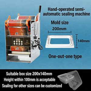 Sigillatrice Manuale a Pressione Ts 2014 per Contenitori Alimentari Commerciali, Macchina Sigillatrice a Rotolo per Imballaggio di Cibo Cotto e Fast Food - Product Image 3