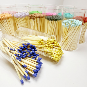 Venta al por mayor de fósforos de seguridad de madera largos con punta pastel individual, en tubo de vidrio con tapa de corcho y etiqueta de papel kraft personalizada con marca. - Product Image 1