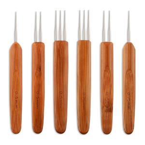 Aiguilles à dreadlocks style 1-3 crochets, aiguilles à <span class=keywords><strong>crochet</strong></span> en bambou naturel, outil de tressage pour cheveux - Product Image 1