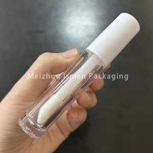 หลอดลิปกลอสใสทรงกลมขนาด 6 มล. ยี่ห้อ ISMAN สำหรับขายส่ง พร้อมฝาสีชมพูขาว บรรจุภัณฑ์ลิปกลอสเปล่า หัวแปรงขนาดใหญ่ ขวดบรรจุลิปออยล์ - Product Image 5
