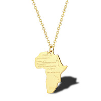 TongLing Halskette Schmuck versilbert vergoldet gravierte Afrika Karte Anhänger Halskette