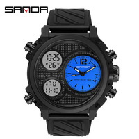 Reloj de Cuarzo SANDA 3002 para Hombre, Popular en el Mundo, Correa de Cuero, Múltiples Zonas Horarias, Multifunción, Diseño Deportivo Clásico