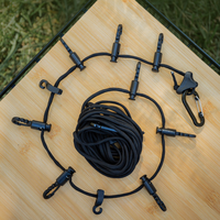 Corde à linge portable coupe-vent pour extérieur, corde à linge multifonctionnelle pour camping, corde réglable avec pinces à linge, corde de suspension pour auvent
