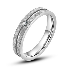 Frosted Diamond Encrusted <b>Couple</b> <b>Rings</b> Titanium Steel Valentine's Day Gift Unisex Jewelry SA543 - Product Image 2