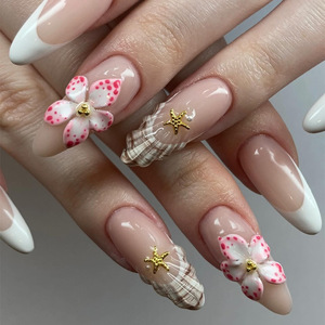 <span class=keywords><strong>Uñas</strong></span> Postizas de Media Cobertura, Color <span class=keywords><strong>Rosa</strong></span> Cereza, Dulce Sueño, Hechas a Mano, Precio Bajo al por Mayor - Product Image 5