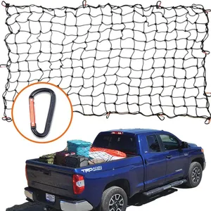 Rede de carga elástica preta de borracha para bagagem, rede de carga traseira de carro, rede de carga com ganchos de aço