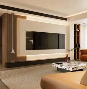 Gabinete Woodentv integrado modular personalizado para sala de estar decoración de pared de TV para toda la casa - Product Image 6