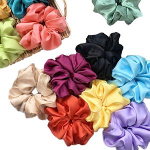 New Satin Solid Scrunchies Big Rubber Ties Elastic Girls Women Head Bands Ponytail Large Intestine Ring Hair Accessories - Product Image 1