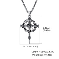 Collier vintage en acier inoxydable pour homme, style gothique religieux, inspiré du punk biker, avec pendentif personnalisé Épée, Croix, Épines, Antique