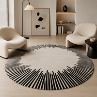 Tapis en laine naturelle de Nouvelle-Zélande à boucles, fait main, tufté, rayé noir et blanc, design minimaliste moderne haut de gamme, sur mesure