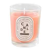 Bougie parfumée en verre transparent multicolore Macaron, cire de soja naturelle, petite fragrance avec étiquette ovale classique imprimée