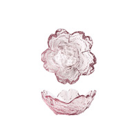 Bol en verre de style Japandi de haute qualité en forme de fleur de cerisier, mini-bol à épices, à glace ou à dessert avec bord doré, assiette décorative en verre