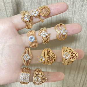 <strong>Cheap</strong> Wholesale Brass Jewelry <strong>Ring</strong> Dubai 18k Gold Plated Fashion Diamond <strong>Wedding</strong> <strong>Ring</strong> for Women - Product Image 2