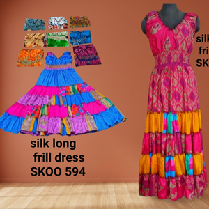 Vestido Largo de Seda con Encaje y Volantes Estilo Boho Vintage, con Botones y Cremalleras con Estampado Digital, Corte Moderno y a la Moda para Mujer - Product Image 3