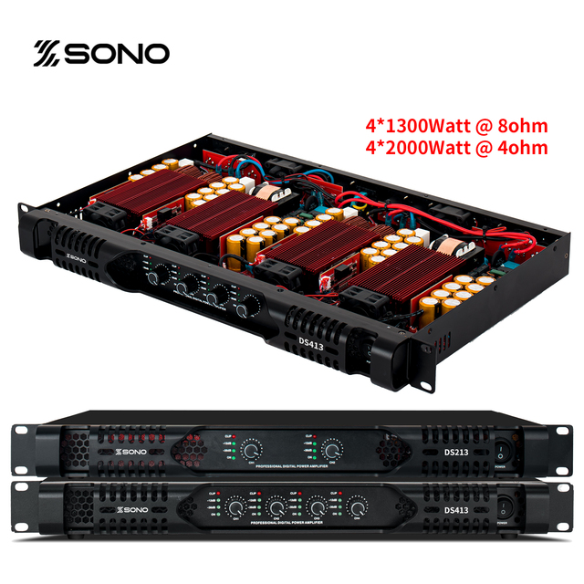 SONO Pro Audio DS413 4*2000W*4Ω Class D 1U Power Amplifier 4 Channel Power Amplifier KTV Club Party Stereo Sound System