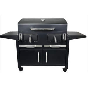 Buitenkeuken barbecue smoker grote trolley tuinfeest zwarte flambe trolley bbq houtskoolgrill carbon steel - Product Image 1