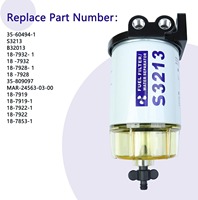 [États-Unis en stock] Kit de séparateur d'eau de carburant marin S3213 avec filtre de 10 microns Compatible Mercury 35/35-60494-1 3/8 pouces NPT