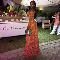 Robe de soirée imprimée pour femmes africaines, collection automne-hiver 2026, nouvelle robe pour femmes à manches longues et épaules dénudées