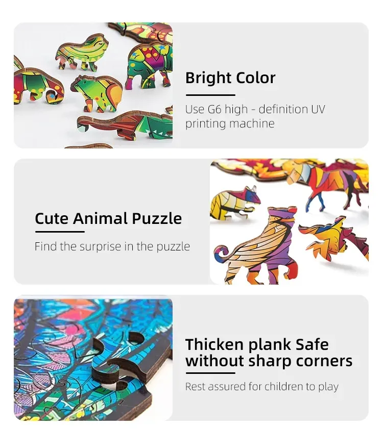 도매 diy A3 A4 A5 3d 맞춤 이름 지그 소 퍼즐 사용자 정의 동물 모양 나무 퍼즐 성인