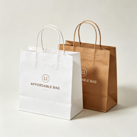 Sac en papier kraft brun biodégradable, écologique et recyclable avec logo personnalisé pour l'emballage alimentaire à emporter des restaurants, fermeture magnétique