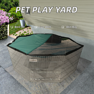 Katı desen Metal tel açık <span class=keywords><strong>Pet</strong></span> muhafaza katlanabilir egzersiz tavşan yavru bahçesinde oyna üst kapak kedi köpek oyun parkı evcil hayvan çiti - Product Image 2