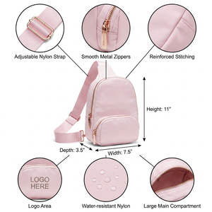 Riñonera Bandolera Personalizada con Logo para Verano, Mochila de Día para Mujer y Hombre, Bolso Pequeño de 2L con Correa para Hombro y Botón en el Pecho Estilo Lulu - Product Image 2