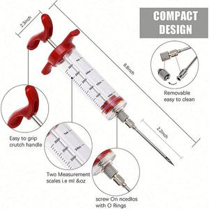 Jeringa Inyectora de Carne Negra Ecológica de Plástico al por Mayor con 3 Agujas para Marinado para Cocina Doméstica y Restaurantes, Kit de Barbacoa - Product Image 5