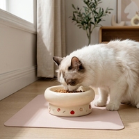 Gamelle surélevée en céramique pour animaux de compagnie, antidérapante, pour chat et chien, avec inclinaison ergonomique, six pétales, étanche IPX5