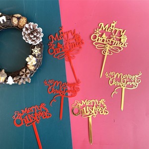 ของตกแต่งเค้กคริสต์มาสลายน้ำผึ้งและรสหวาน สีแดงทอง อะคริลิก สำหรับงานเฉลิมฉลองวันหยุด - Product Image 1