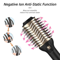 Brosse coiffante professionnelle 3-en-1 à air chaud, ionique et céramique, sèche-cheveux et volumateur en une seule étape pour un brushing de salon