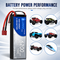 Baterai Lipo Hard Case 2S 7.4V 6200mAh 100C dengan Deans T Plug untuk Mobil RC 1/10 1/12 1/14, Truk, Monster, Tank 102050