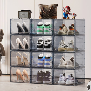 Transparent Stackable Shoe Storage Box Dustproof Cover Foldable Plastic Sneaker Organizer Rectangle Standing Type 840g - Product Image 3