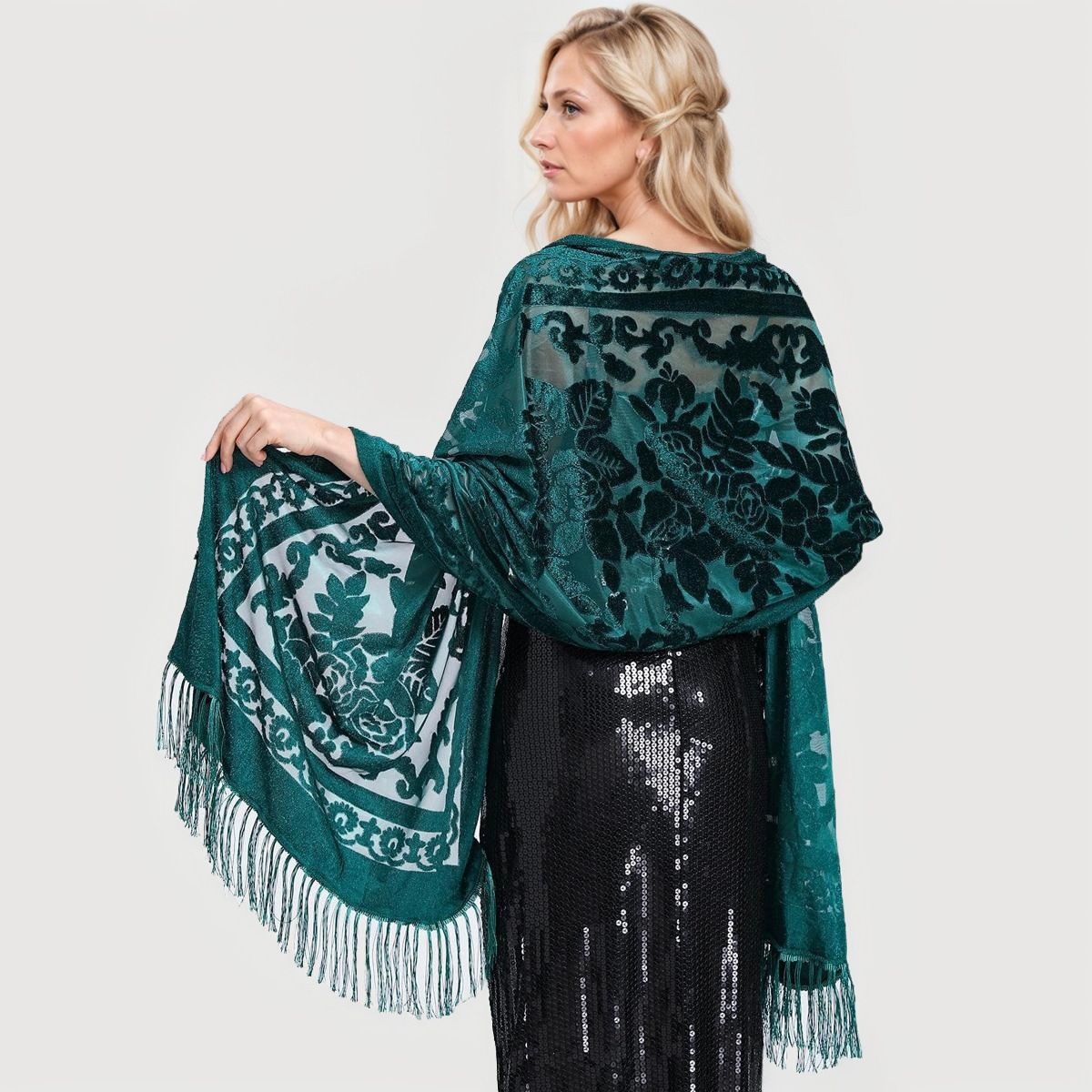 Elegant New All-match Evening Dress Scarf High Quality Polyester Velvet  Shawl With Long Tassels Dual-use for Women and Girls| Alibaba.com