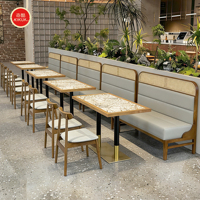 Ensemble de meubles de restaurant en rotin moderne, table et chaises personnalisables pour café, hôtel, école